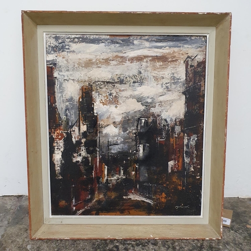 200 - F David Taggart, a street scene, oil on canvas, signed, 58 x 49 cm