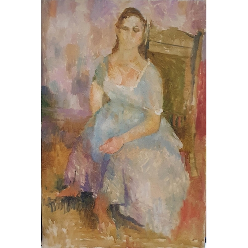 207 - Patricia Goulden Oliver, portrait, signed verso, 76 x 50 cm, and another, unfinished, 76 x 50 cm (2)