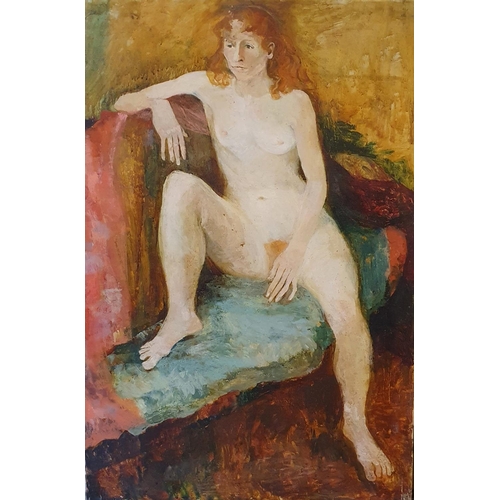 208 - Patricia Goulden Oliver, study of a nude, oil on canvas, signed verso, 76 x 50 cm and a study of a g... 