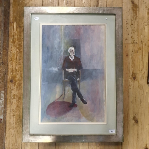 217 - 20th century, portrait of a gentleman, watercolour, 89 x 43 cm