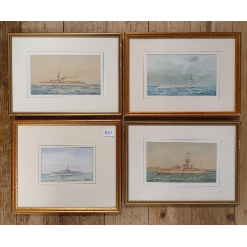 245 - W J Sutton, a collection of twenty nine watercolours, signed, 11 x 17 cm and smaller, including HMS ... 