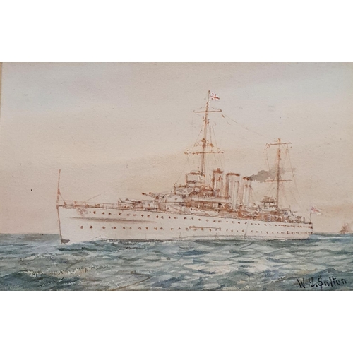 245 - W J Sutton, a collection of twenty nine watercolours, signed, 11 x 17 cm and smaller, including HMS ... 