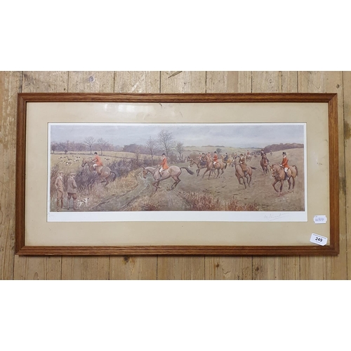 249 - After F A Stewart, hunting scene, print, signed in pencil, 62 x 24 cm