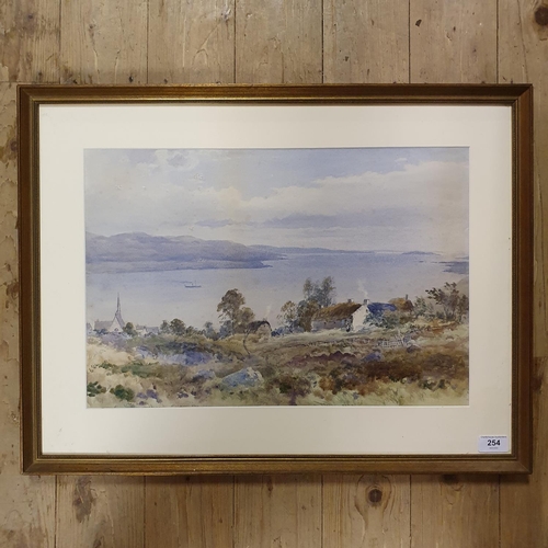 254 - Early 20th century, British school, a view of a lake, possibly Ireland, watercolour, 32 x 48 cm