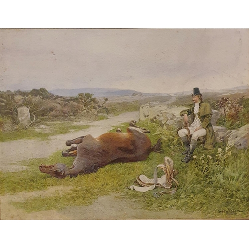 257 - Welsh interest, George Hodgson (1847-1921), Mr Cobden of Capel Curig Awaiting Rescue, watercolour, s... 