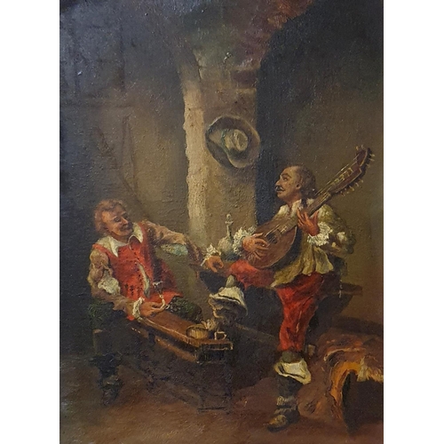 260 - Early 20th century, Continental school,  tavern scene, oil on board, 31 x 22 cm