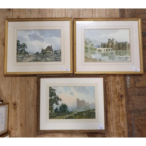 266 - Frank Wilding, watercolour, a cottage, signed, 28 x 37 cm, and two others by the same artist (3)