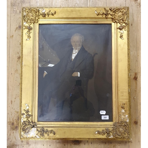 268 - English school, 19th century, a portrait of a gentleman, gouache, 55 x 41 cm