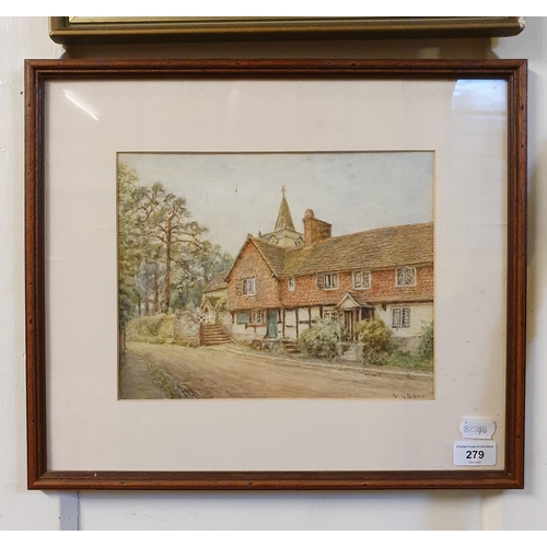 279 - Henry James Sage (British 1868-1953), a village scene, probably Surrey, watercolour, signed, 22 x 28... 