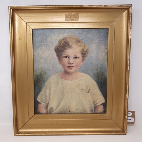 291 - Early 20th century, portrait of a young boy, oil on canvas, 34 x 28 cm