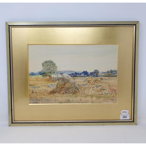 292 - Claude Hayes (British 1852-1922), Cornfield Near Bredon, Worcestershire, watercolour, signed, 23 x 3... 