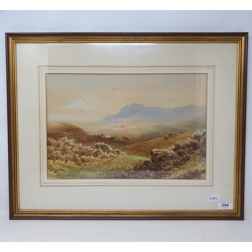 294 - Charles Edward Brittan (British 1870-1949), landscape with cattle, watercolour, signed and dated '95... 