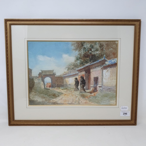 296 - 19th century, English school, study of a temple, watercolour, initialed LCK and dated Aug 86, 26 x 3... 