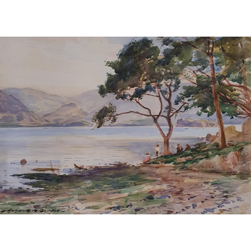 306 - John A A Birnie, a pair of Scottish Loch scenes, watercolour, signed, 25 x 35 cm (2)