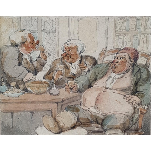 321 - Thomas Rowlandson (British 1757-1827), tavern scene with three men, watercolour, 10 x 12 cm, Hal O'N... 