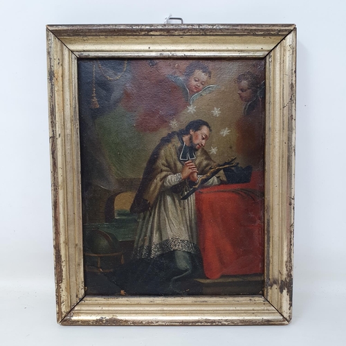 327 - 19th century, Italian school, study of a priest, oil on card, 78 x 14 cm