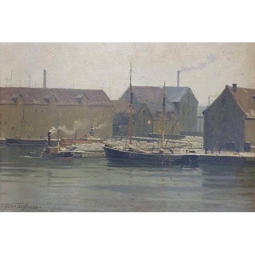 334 - 20th century, Continental school, a harbour scene, oil on board, indistinctly signed and dated 1931,... 