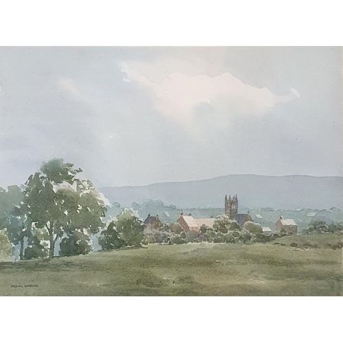 339 - Frank Wilding, landscape with a village, watercolour, signed, 54 x 73 cm