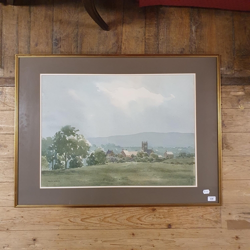 339 - Frank Wilding, landscape with a village, watercolour, signed, 54 x 73 cm