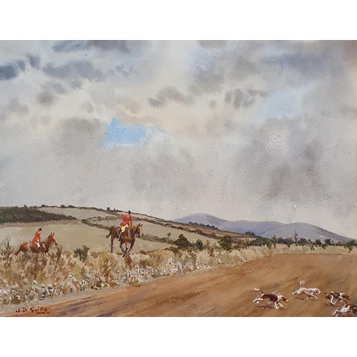 350 - J D Guilla, The Island Hunt, watercolour, signed, 29 x 36 cm