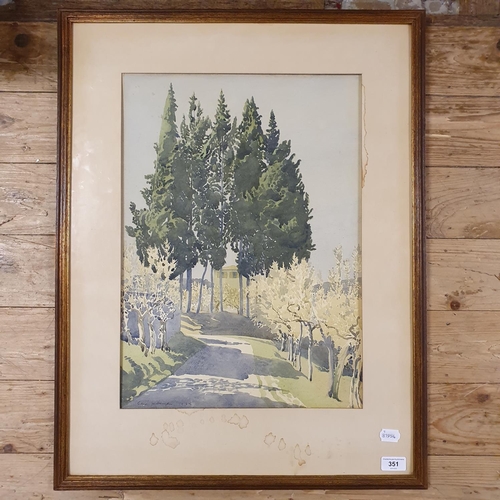 351 - 20th century, English school, landscape, watercolour, indistinctly signed, 53 x 38 cm