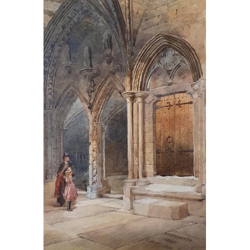 361 - 19th century, English school, Westminster Abbey, initialed CWF and dated 1890, watercolour, 34 x 23 ... 