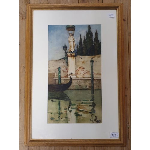 379 - Early 20th century, English school, landscape, watercolour, 27 x 38 cm, and a  print of Venice, 44 x... 