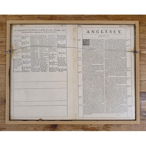 398 - A John Speed coloured map, of Anglesey, 38 x 52 cm