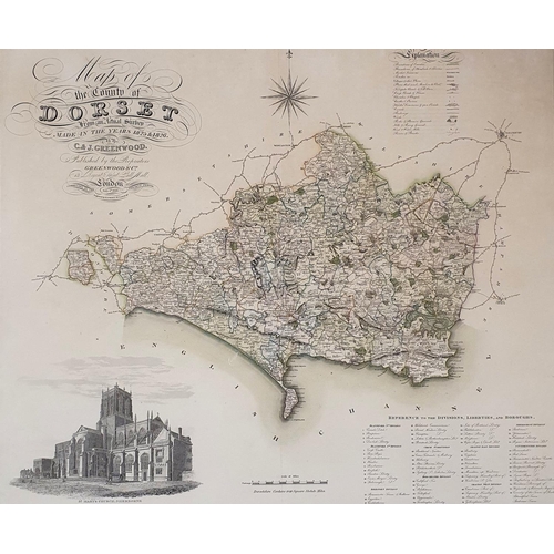 416 - A 19th century map of Dorset, by C & J Greenwood, 60 x 71 cm