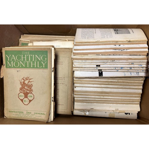 423 - Various copies of the Yachting Monthly, Ordnance Survey maps, and assorted books (4 boxes)