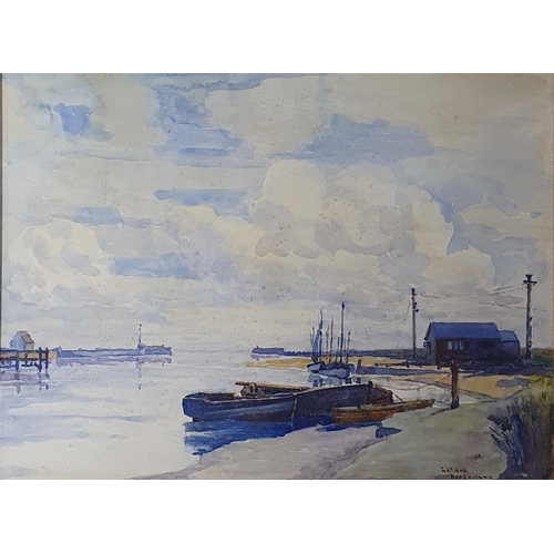 390 - Arthur Gerald Ackermann (British 1876-1960), Walberswick, Southwold Harbour, watercolour, signed, 24... 