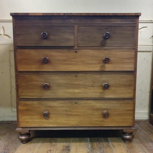 860 - A 19th century mahogany chest, having two short, and three long drawers, 115 cm wide