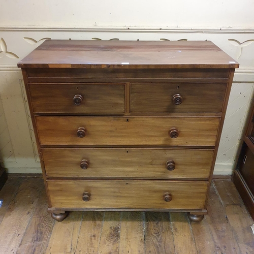 860 - A 19th century mahogany chest, having two short, and three long drawers, 115 cm wide