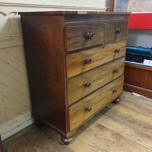 860 - A 19th century mahogany chest, having two short, and three long drawers, 115 cm wide