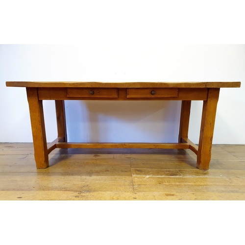 870 - An oak kitchen table, the top 180 x 87 cm, with two extra leaves, and a set of eight matching ladder... 