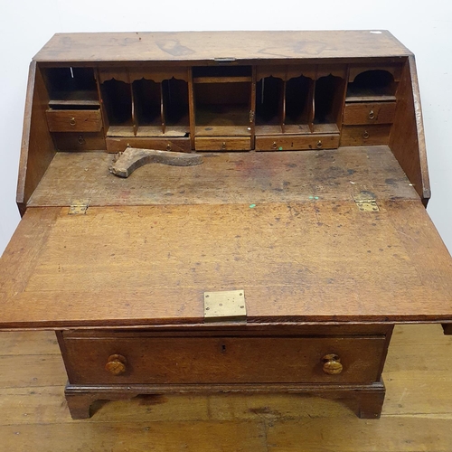 875 - A 19th century oak bureau, 92 cm wide