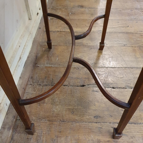 892 - A ladies inlaid mahogany bureau, with an unusual glazed superstructure, 60 cm wide