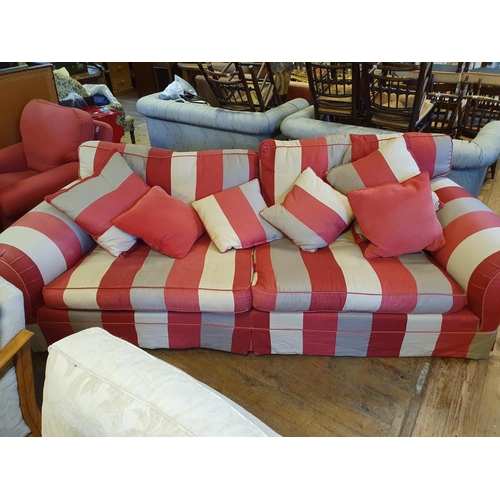 918 - A Big Bertha style large red and cream stripped sofa, 245 cm wide x 127 cm deep