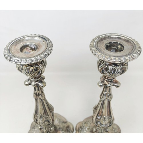 818 - An early 20th century wall ceiling oil lamp, with an opaque glass shade, and a pair of silver plated... 