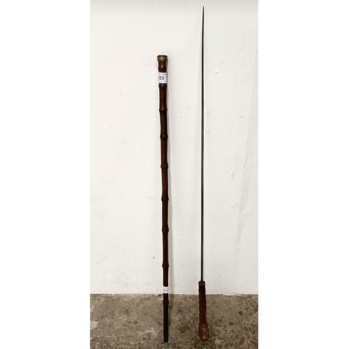 823 - A 19th century sword stick, 93 cm