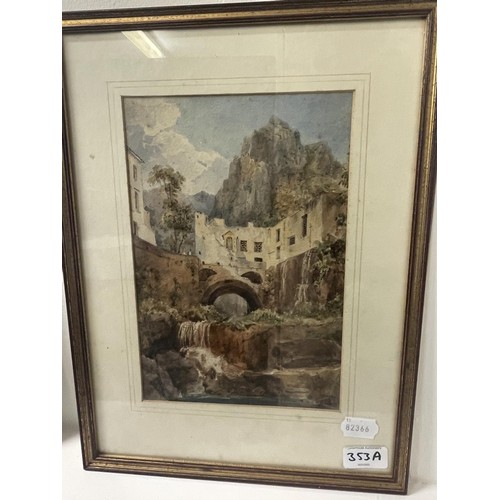 353A - 19th century, Italian school, Valley Of The Mills, Amalfi, watercolour, period label verso, dated Ma... 