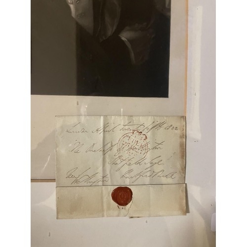 352A - ...WITHDRAWN... A portrait of the Duke of Wellington, a print, framed with an envelope, addressed to... 