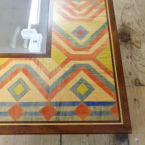 5 - A modern parquetry inlaid wall mirror, 80 x 67 cm