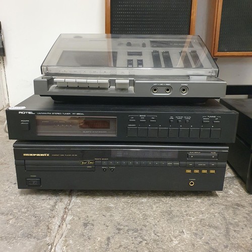 44 - A Rotel amplifier, assorted stereo units and two speakers (4)