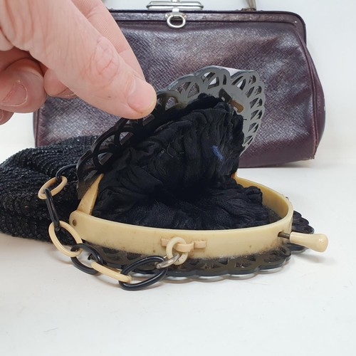 73 - An Art Deco bakelite and beadwork handbag, and a leather handbag (2)