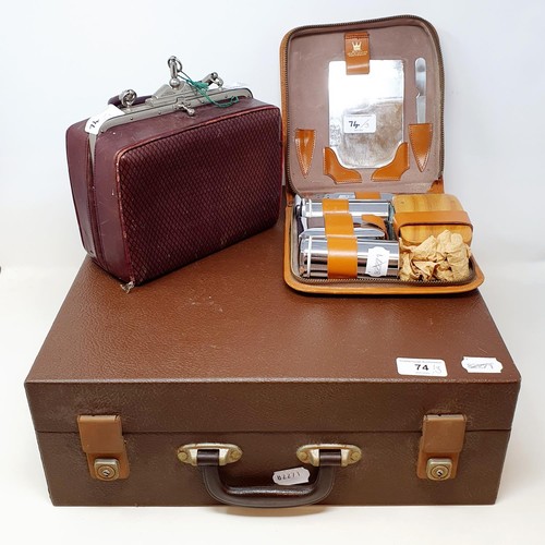 74 - A 1970s Sirram picnic set, and two vanity cases (3)