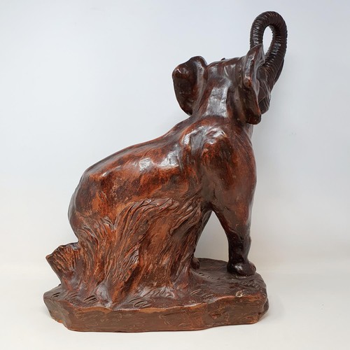 100A - A terracotta figure, of an elephant, by Thomas Francois Cartier (French 1879-1943), signed, 44 cm hi... 