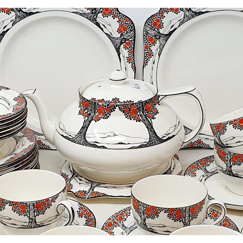 122 - A Crown Ducal orange tree pattern part tea service, comprising a teapot and stand, two sandwich plat... 