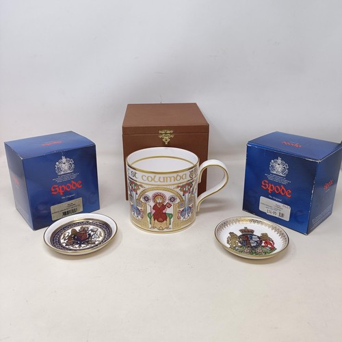 833 - A Spode commemorative mug, boxed, assorted ceramics, silver plate, and a print of grapes (box)