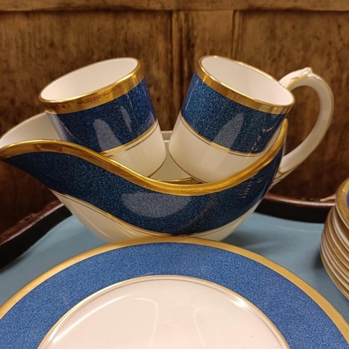 620A - A Coalport Athlone Blue pattern part dinner service, and a tray (box)